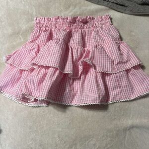 Pink Gingham Ruffle Skirt